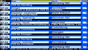 elektronische Abfahrtstafel Fürth (Bay) Hbf