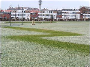 Fernwärmespur im reifüberzogenen Südstadtpark