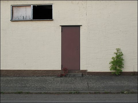 Rückseite eines verfallenden Gewerbebaus in Meisenheim (Glan)