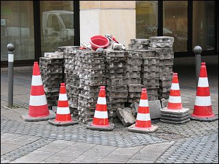 Baustelle am Rande der Nürnberger Fußgängerzone