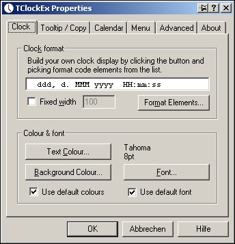 Mit 'TClockEx' wird die Anzeige der Systemuhr frei konfigurierbar