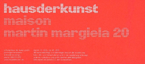 Eintrittskarte zur Ausstellung Maison Martin Margiela im Münchener Haus der Kunst