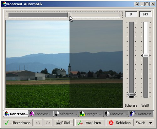 Vorschaufenster der Kontrastoptimierung