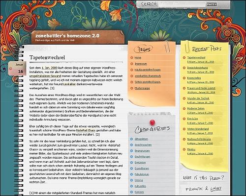'zonebasttler's homezone 2.0' mit Theme 'NotePad Chaos'