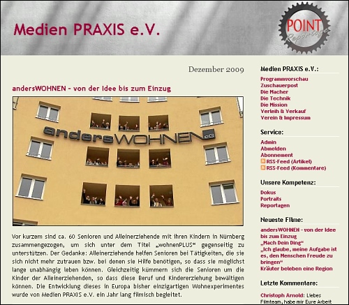 Screenshot von www.medienpraxis.tv