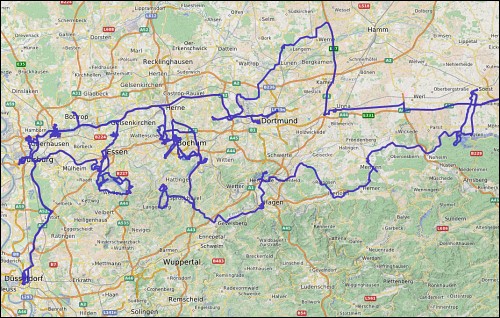 Reiseroute auf der Landkarte