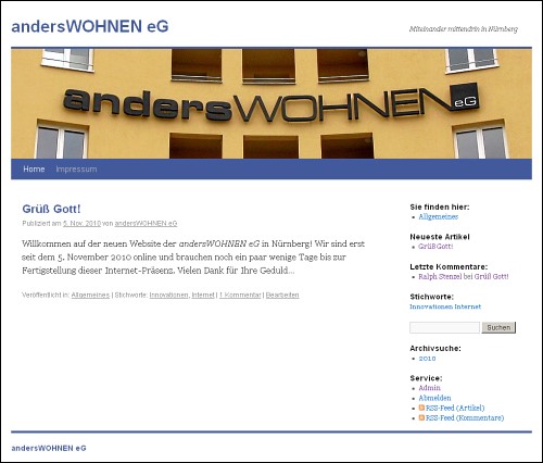 Screenshot von www.anderswohnen-nuernberg.de