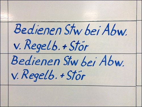 Belegungstafel im TZ Nürnberg von DB Training